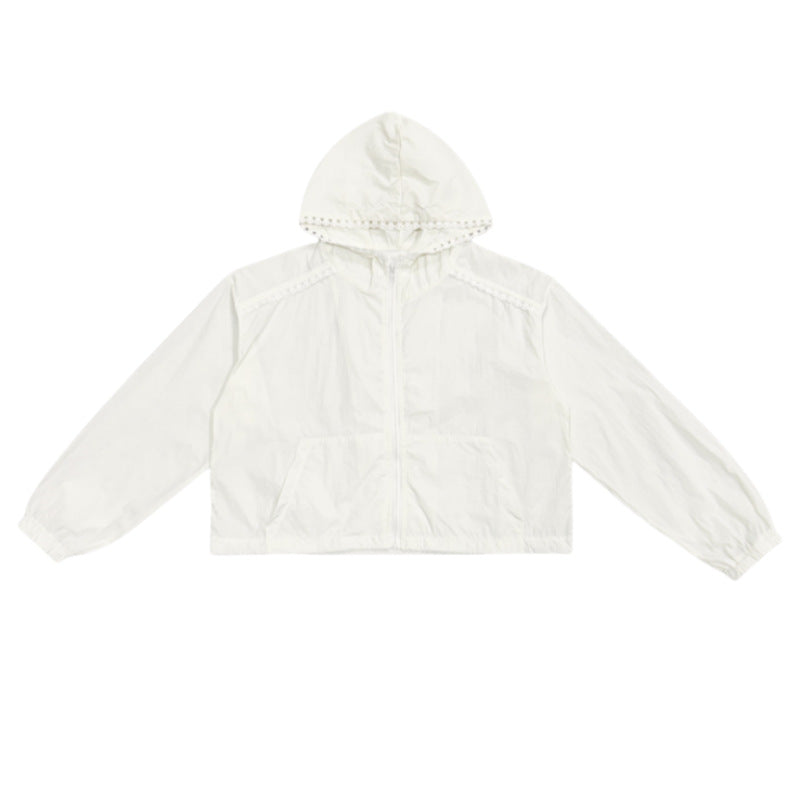 Damen Cropped Jacke Verstellbarer Kapuzenkragen Eveloria