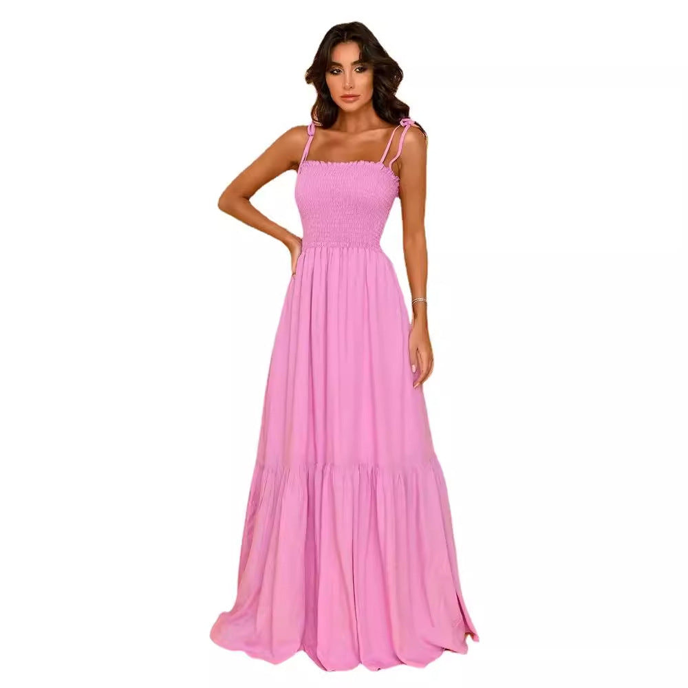 Damen Maxikleid Elastisch Verspieltes Bindeband Eveloria