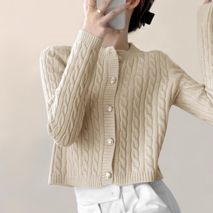 Damen Strickjacke Strukturiertes Zopfdesign Eveloria