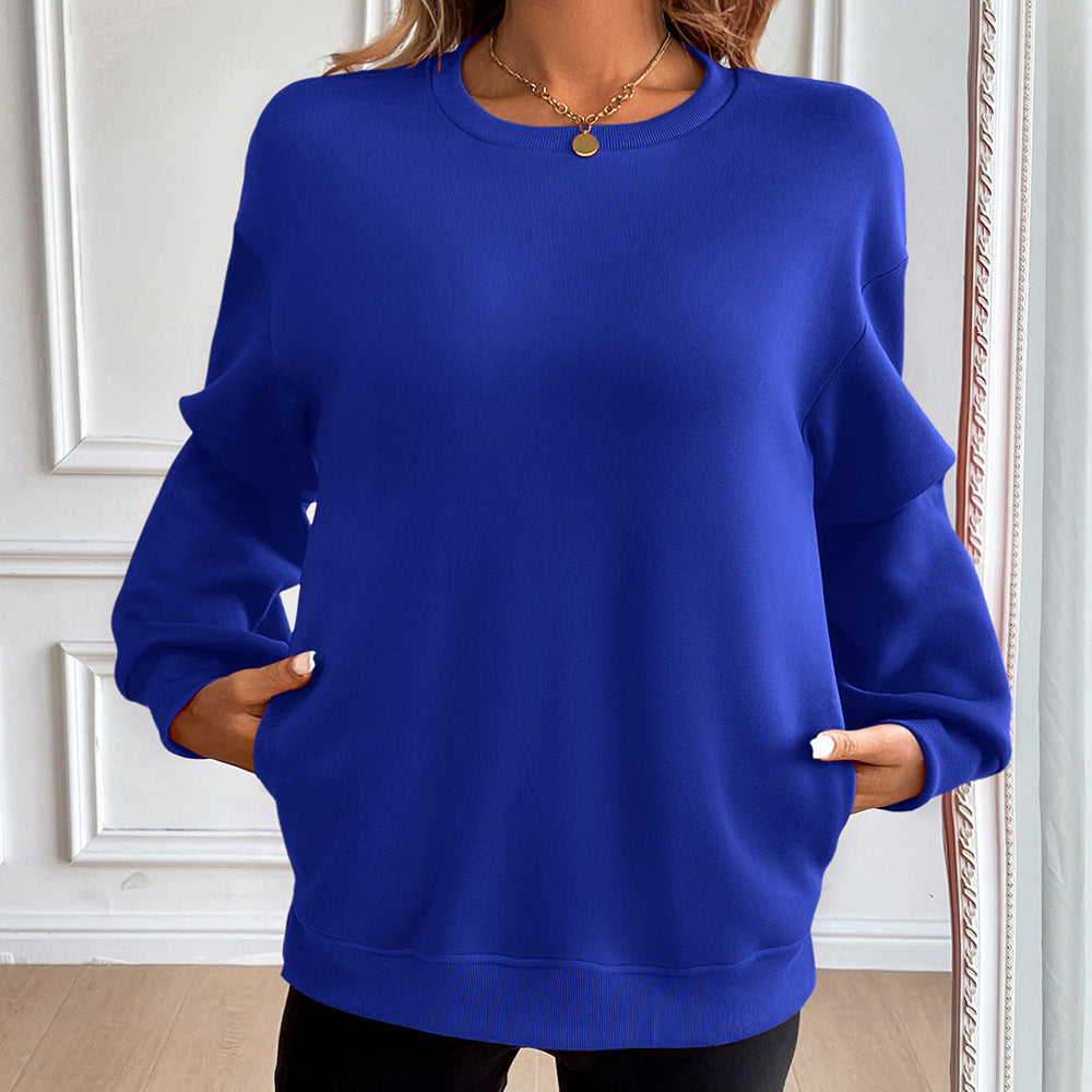 Eveloria Damen Sweatshirt Baumwollmischung Rundhalsausschnitt