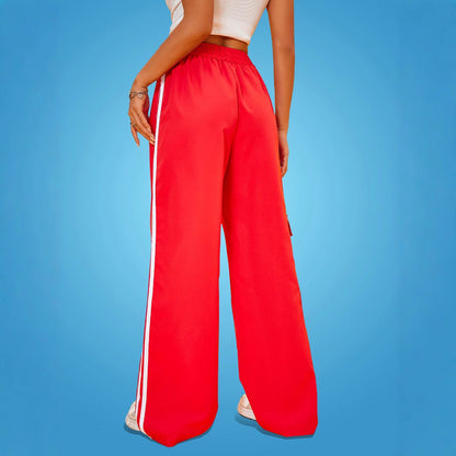 Damen Sporthose Weite Passform mit Cargo-Taschen und Seitenstreifen