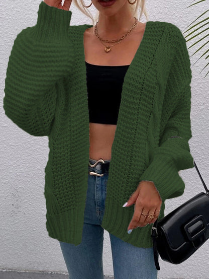 Damen Cardigan Grobstrick Lässiger Schnitt Bequeme Offene Taschen