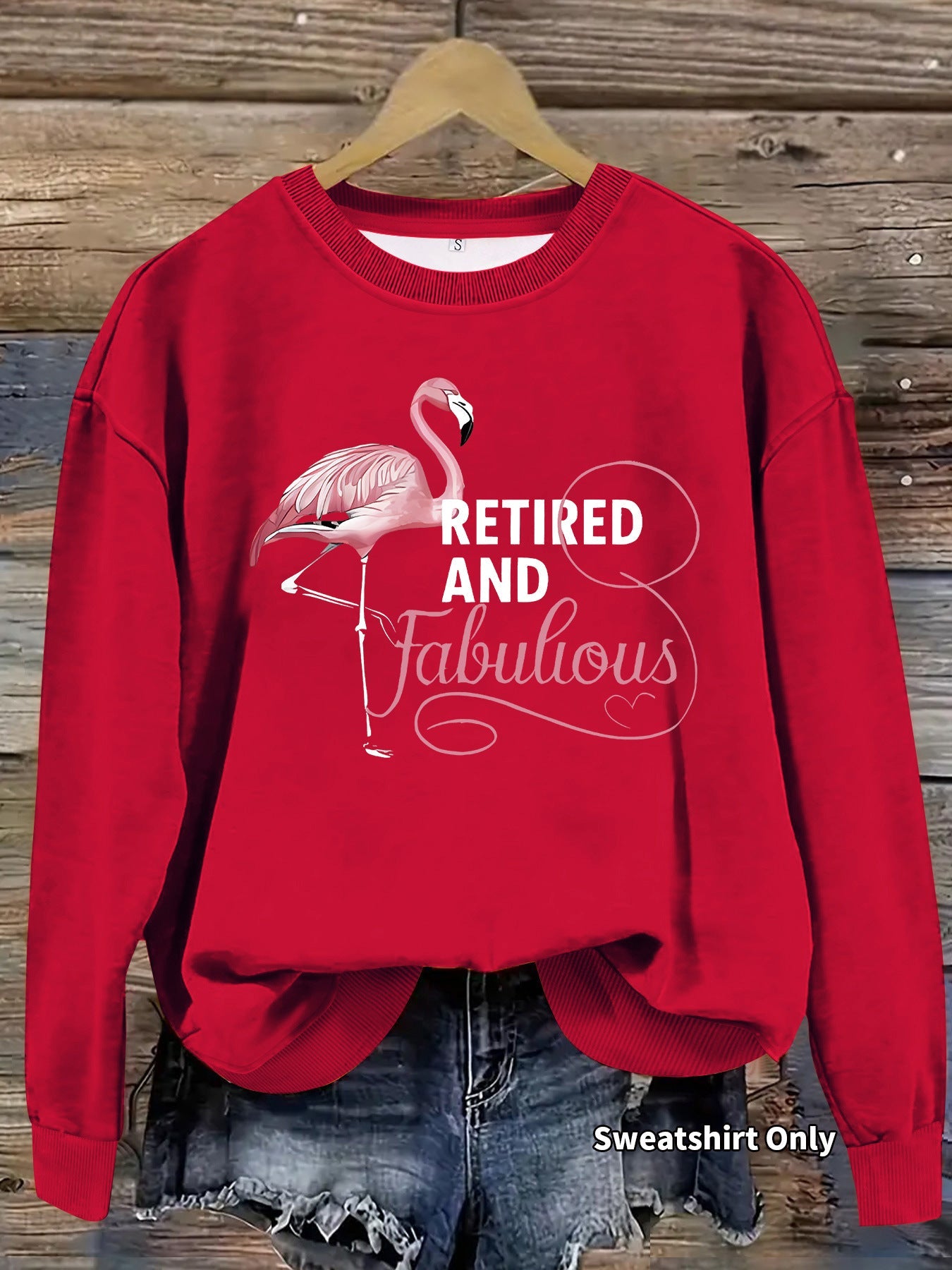 Damen Sweatshirt Flamingo-Motiv Baumwolle