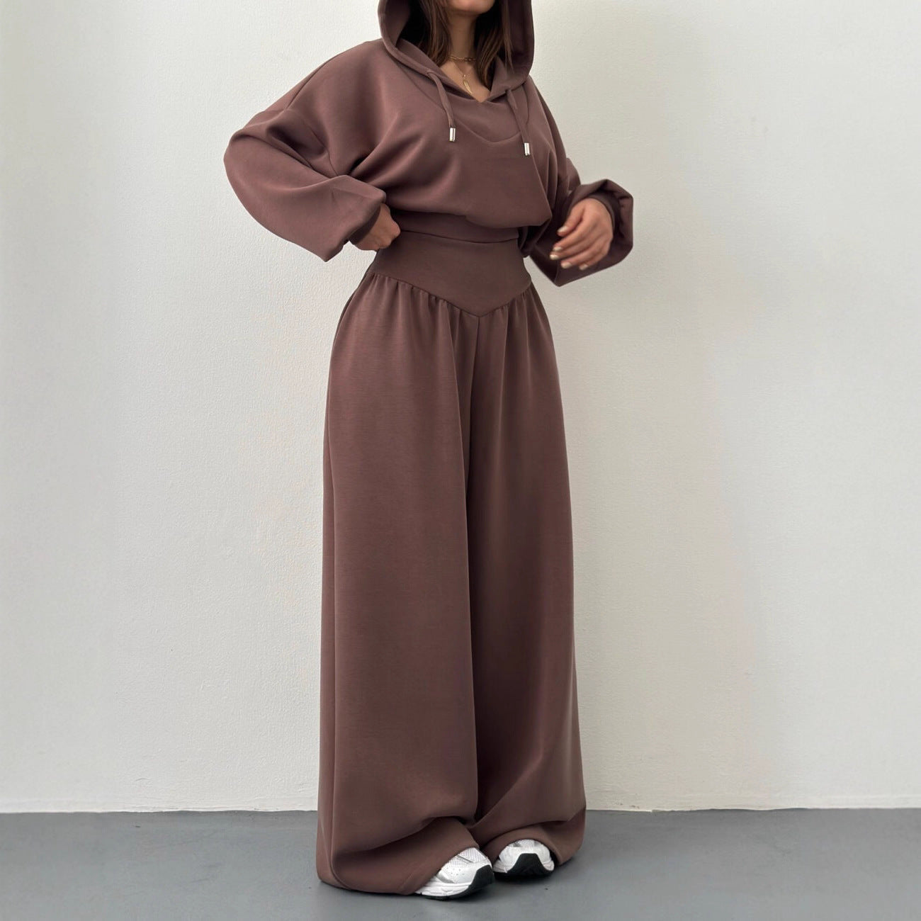 Damen Sport-Loungewear-Set mit Cropped-Hoodie und weiter Hose