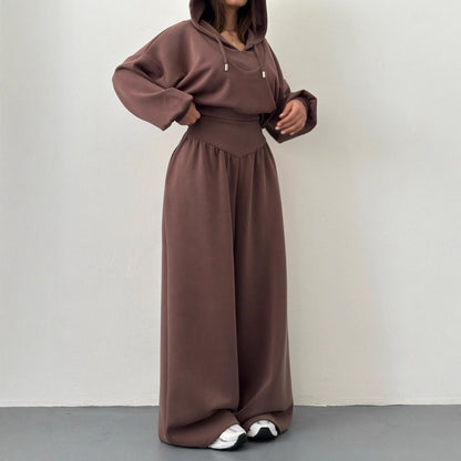 Damen Sport-Loungewear-Set mit Cropped-Hoodie und weiter Hose