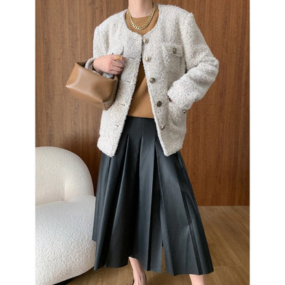 Damen Wolljacke Strukturiert Braun