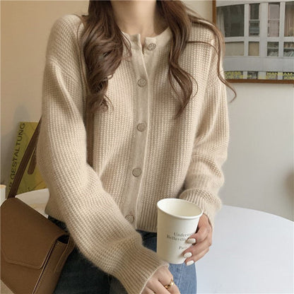Damen Strickjacke Weit Schnitt Mit Knöpfen Beige
