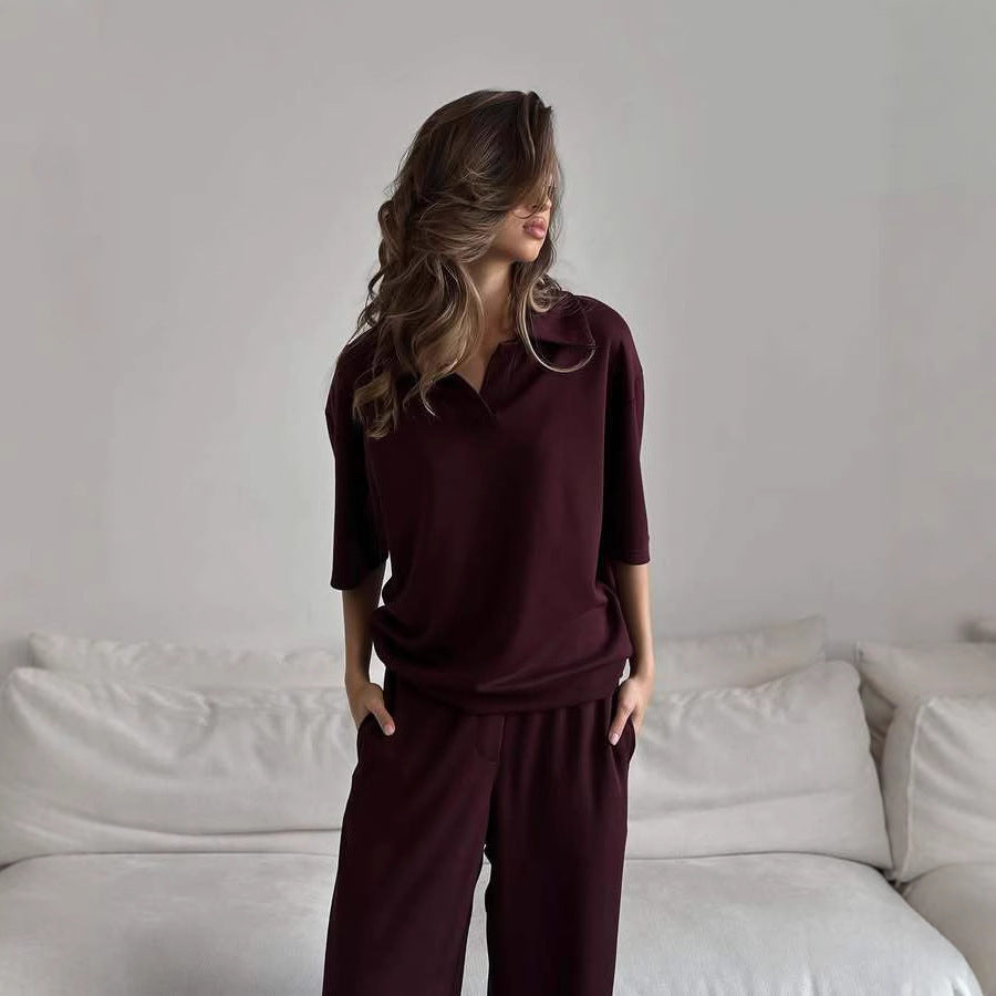 Damen Bluse Weit Schnitt Eleganter Kragen