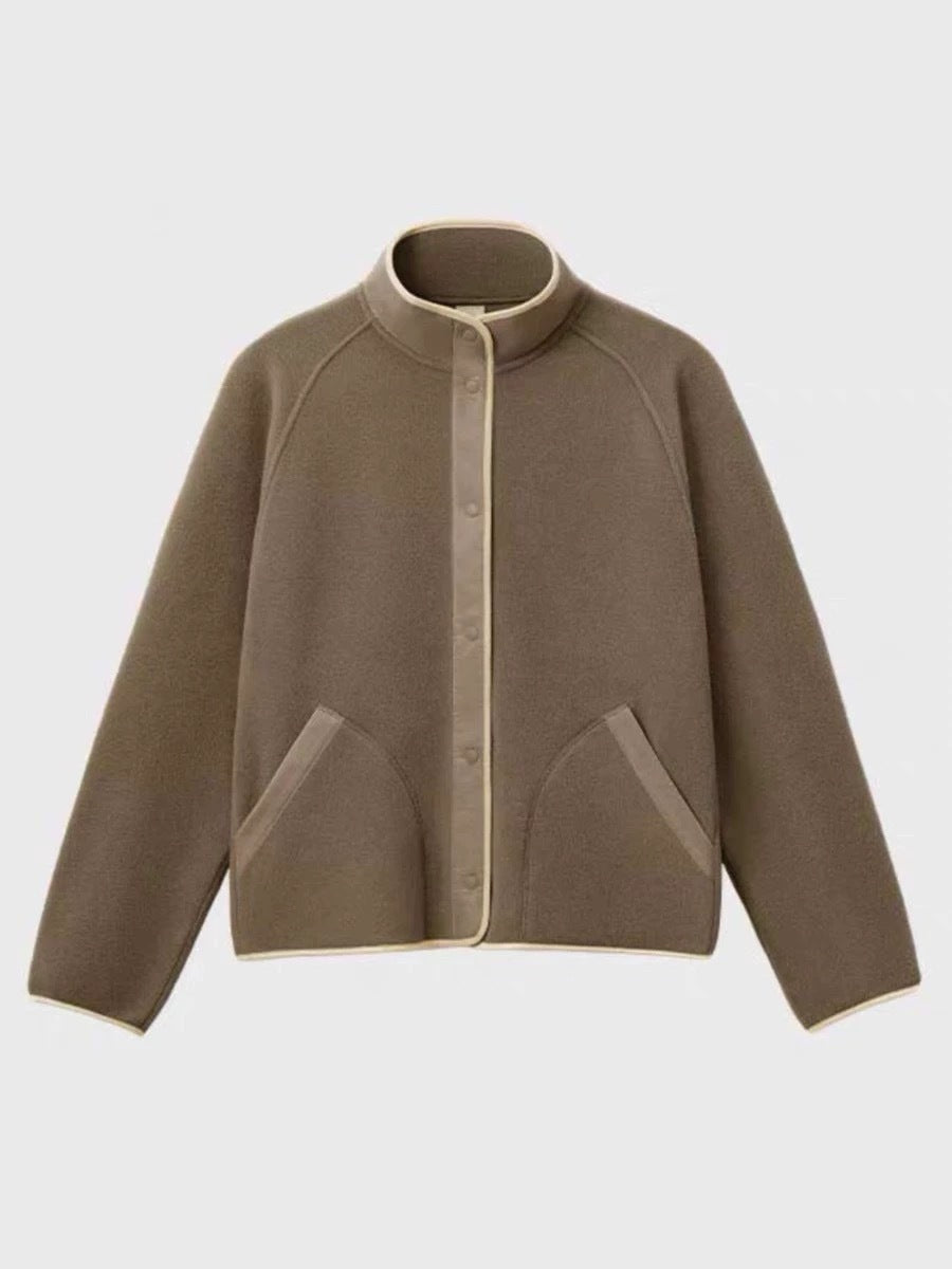 Damen Fleece-Jacke Elastischer Kragen Praktische Taschen