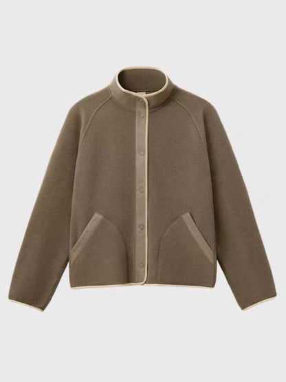 Damen Fleece-Jacke Elastischer Kragen Praktische Taschen