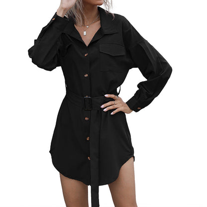 Damen Hemdblusenkleid mit Gürtel Eveloria