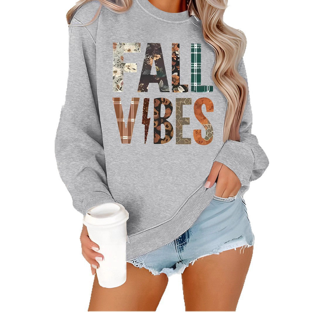 Damen Sweatshirt Grafik-Aufdruck Bequem Grau Eveloria