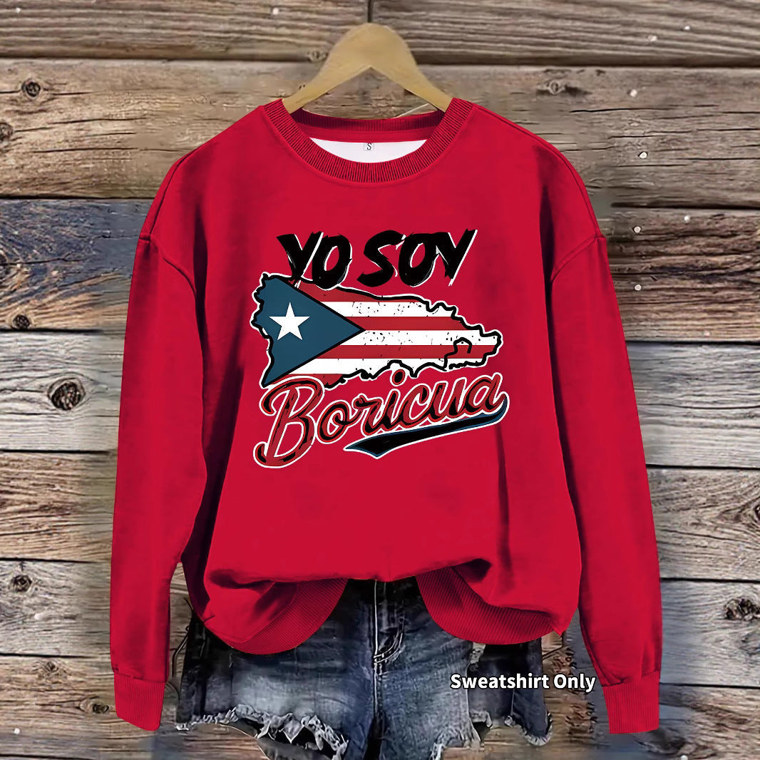 Damen Sweatshirt Puerto Rico Design Lässig Grün