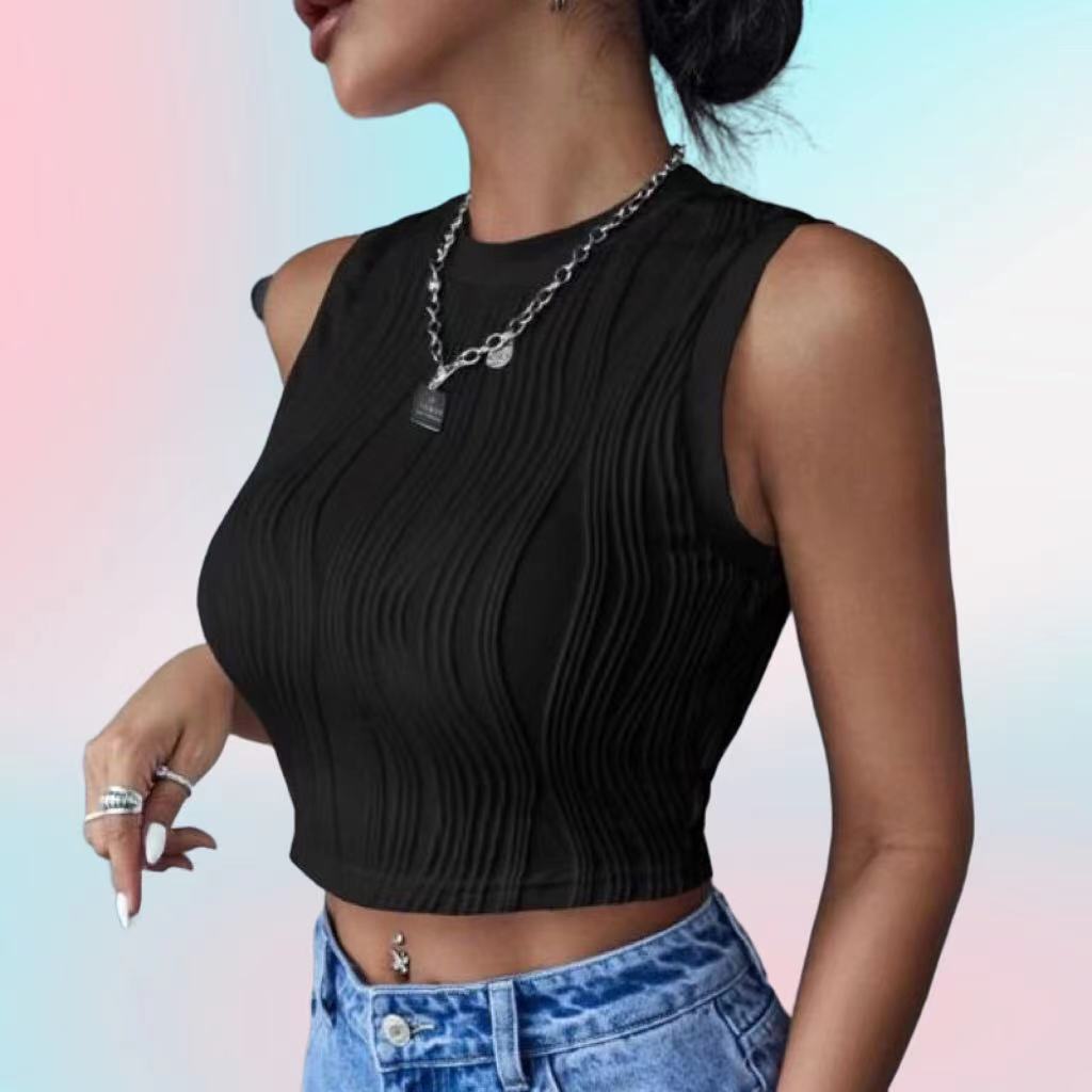 Damen Crop- Strukturiert Hochhalter Eveloria