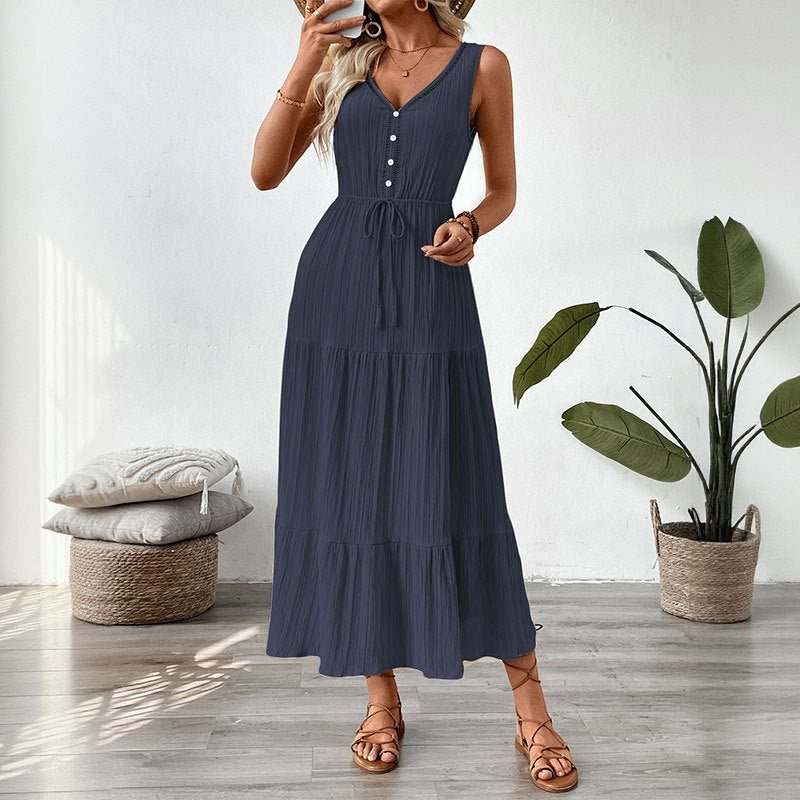 Damen Maxikleid Elastisch Rüschendetails Eveloria