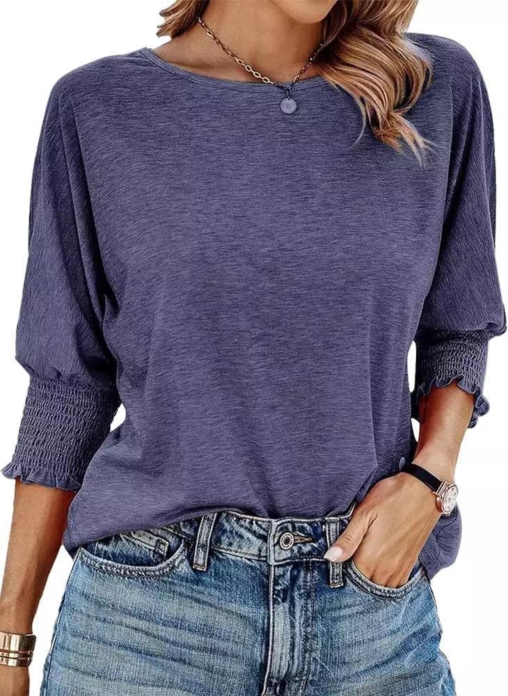Damen Shirt Ballonärmel Rüschendetails Eveloria