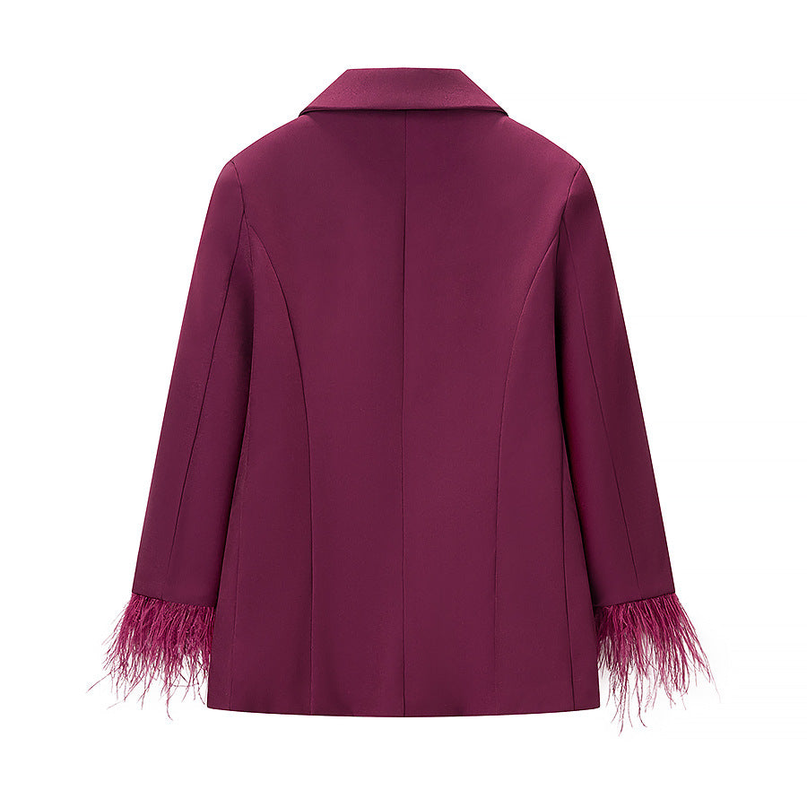 Damen Blazerjacke mit Federbesatz