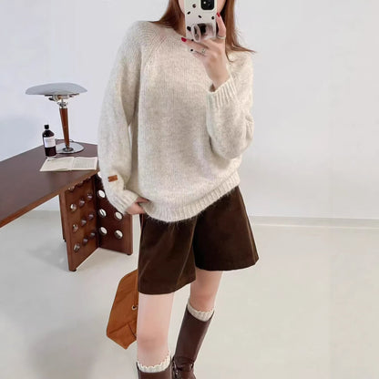 Damen Strickpullover Weich Lässiger Schnitt Eveloria
