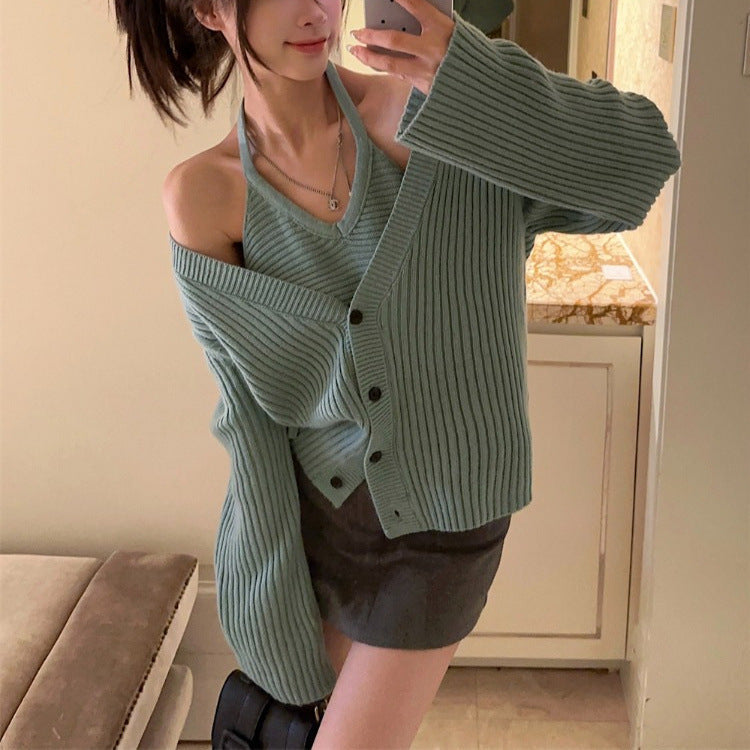 Damen Grobstrickjacke Lässiger Schnitt V-Ausschnitt Eveloria
