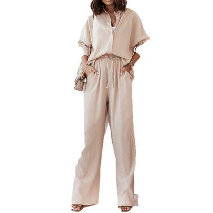 Damen Zweiteiliger Set Weiches Hemd Bequeme Hose Eveloria