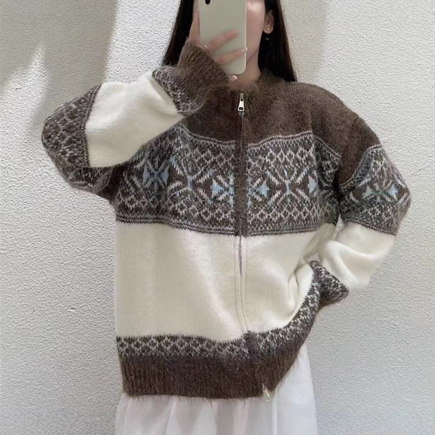 Damen Strickjacke Eveloria Wollig Grau
