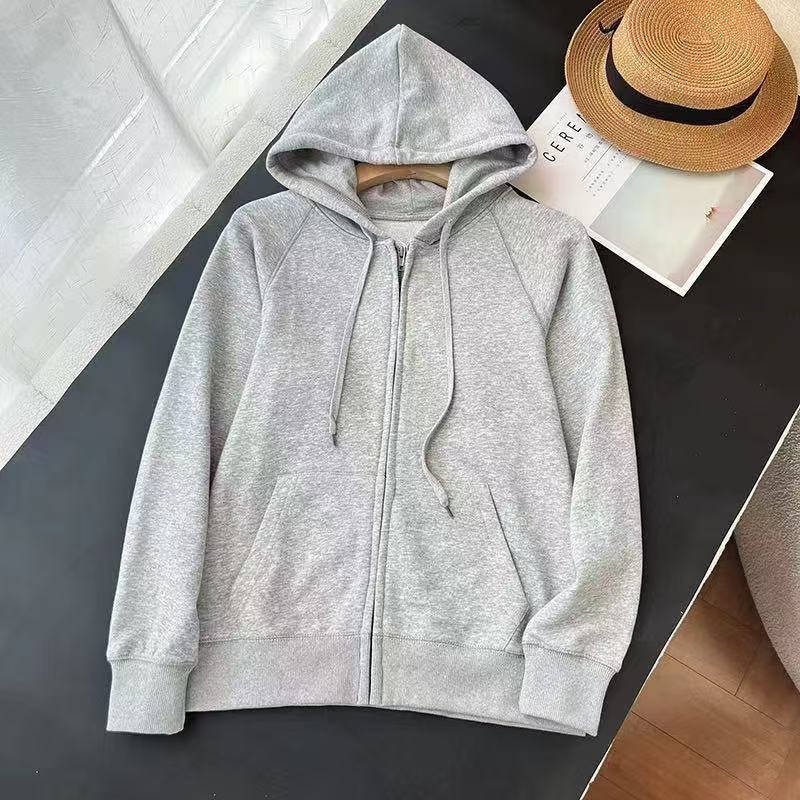 Damen Kapuzenjacke Strukturdesign Durchgehender Reißverschluss