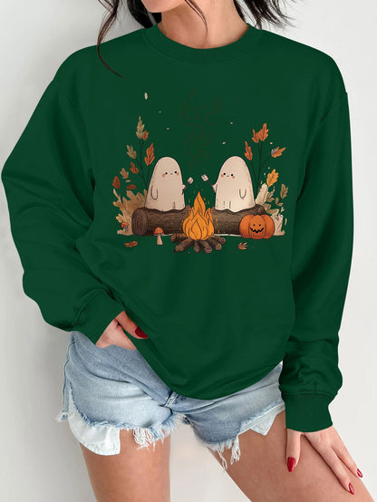 Damen Sweatshirt Verspielt Grusel Motiv Bequem Eveloria