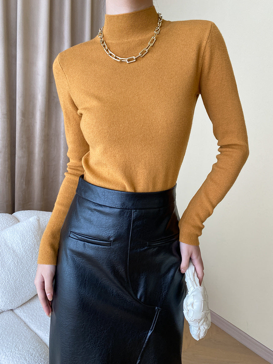 Damen Feinstrickpullover Hochkragen Elegant Grau Eveloria