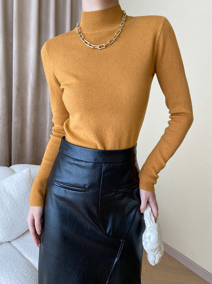 Damen Feinstrickpullover Hochkragen Elegant Grau Eveloria