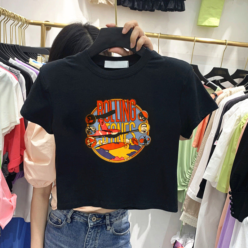 Damen T-Shirt Kurzärmelig Printdesign Locker - Eveloria