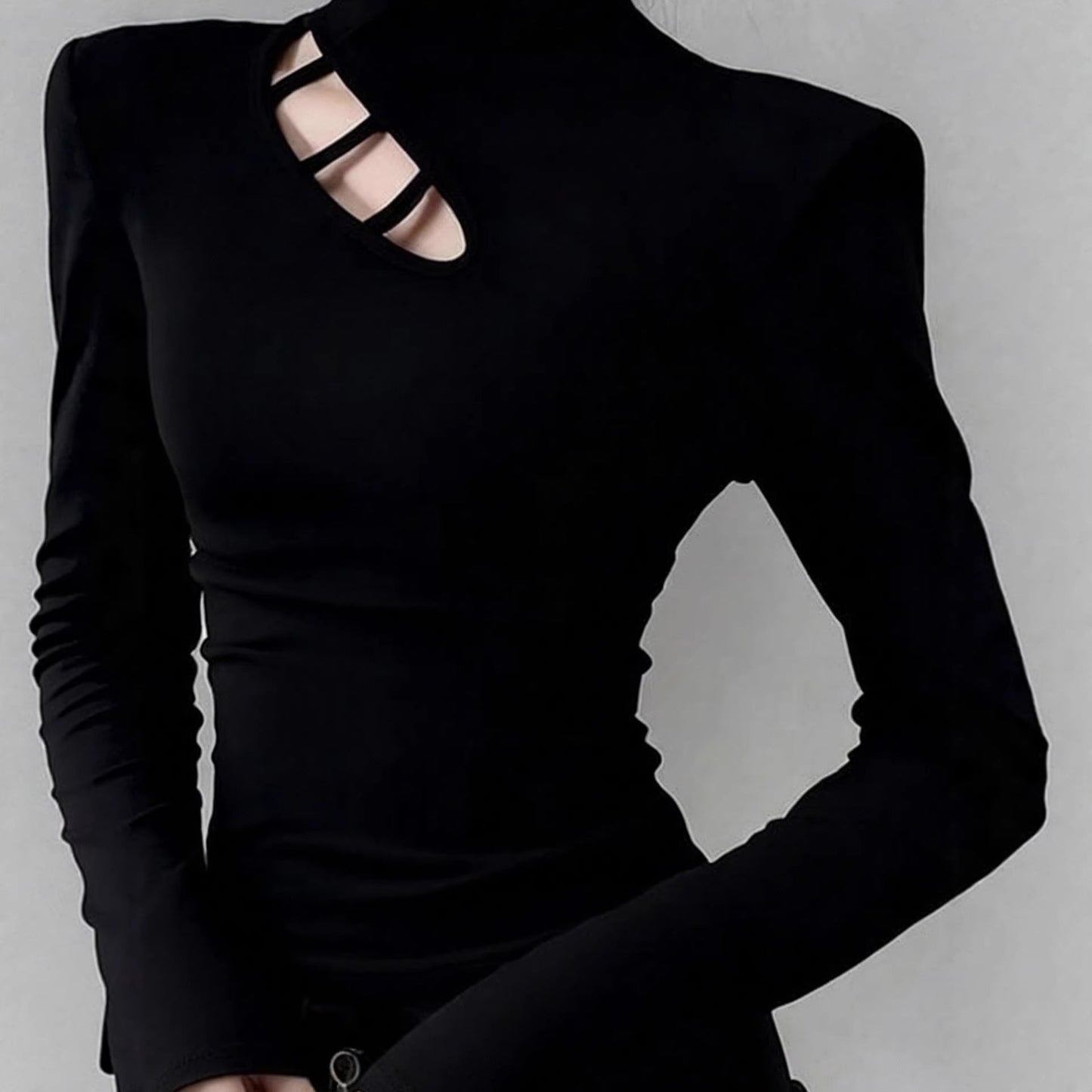 Damen Langarm-T-Shirt Asymmetrischer Ausschnitt Eveloria