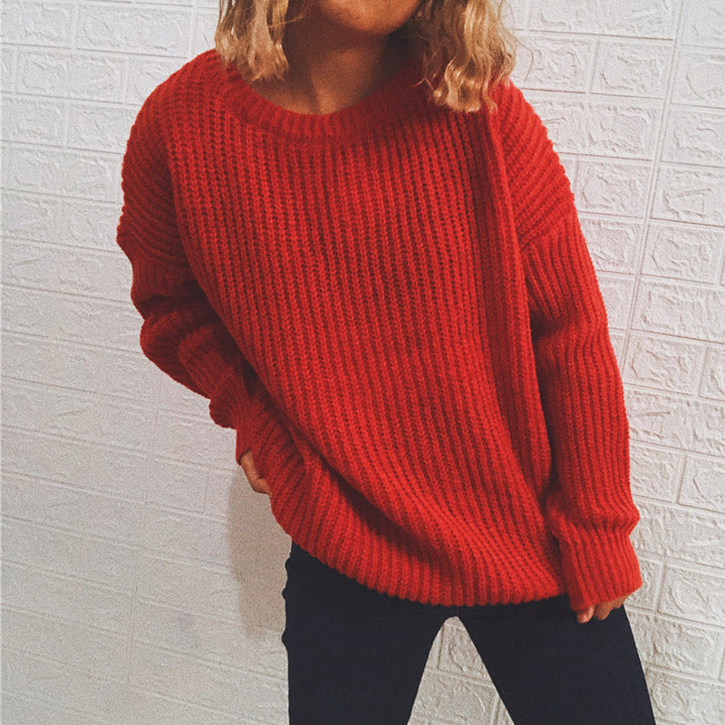 Damen Grobstrickpullover Oversized Lässig Eveloria