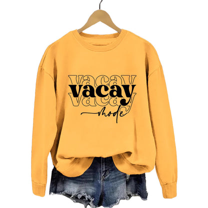 Damen Sweatshirt Lässiger Schriftzug Baumwolle Entspannte Passform