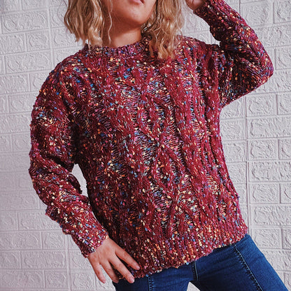 Damen Grobgestrickter Pullover Bunt Eveloria