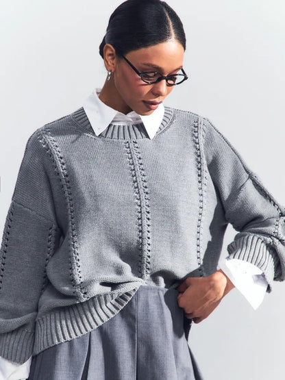 Damen Strickpullover Luftiger Strick Freizeit