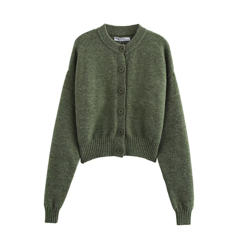 Damen Strickcardigan Kurz Knopfverschluss Eveloria