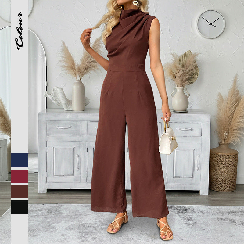 Damen Jumpsuit Hohler Kragen Weites Bein Eveloria - Eveloria