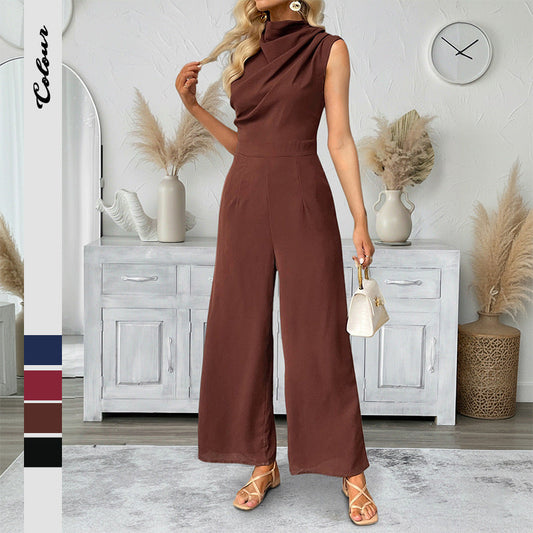 Damen Jumpsuit Hohler Kragen Weites Bein Eveloria - Eveloria
