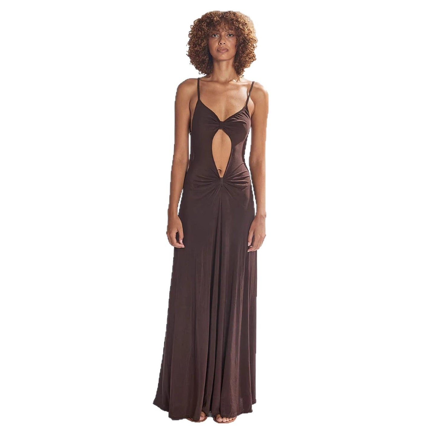 Damen Maxikleid Lang Cut-Out-Design Weich Eveloria