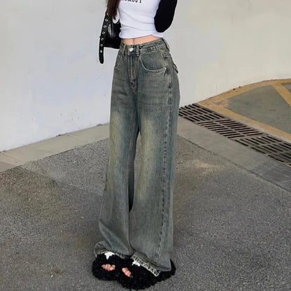 Damen High-Waist Denim-Jeans Weit Eveloria