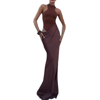 Damen Wickelkleid Hochgeschlossener Kragen Seitlicher Schlitz Eveloria