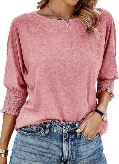 Damen Shirt Ballonärmel Rüschendetails Eveloria