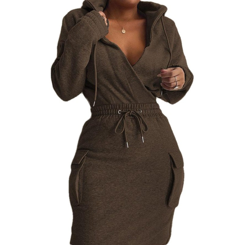 Damen Kapuzenkleid Lässiger Schnitt Mit Taschen Eveloria