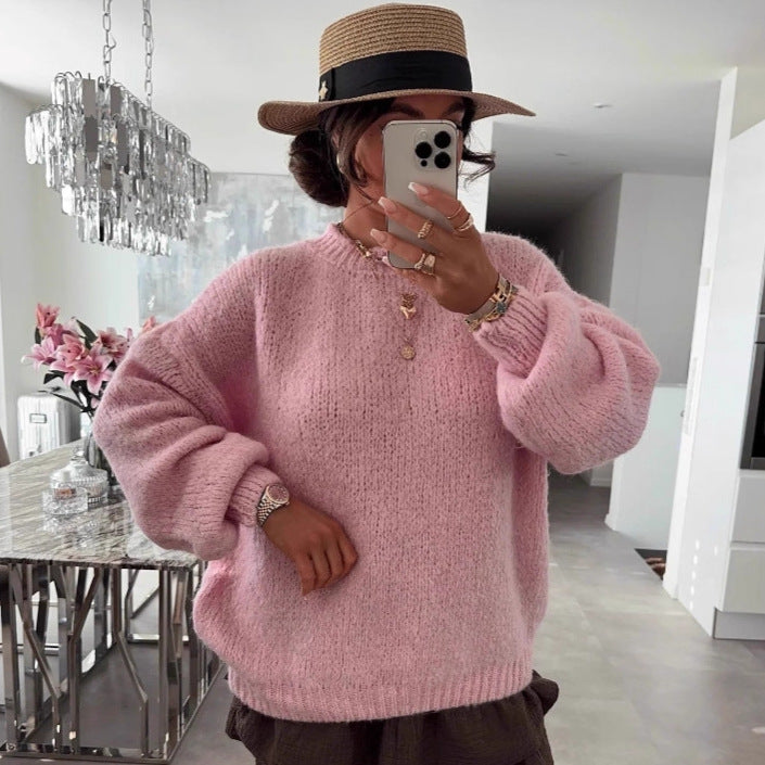 Damen Strickpullover Luftiger Look Voluminöse Ärmel Eveloria - Eveloria