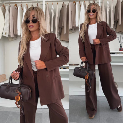 Damen Blazer-Set mit weiten Hosen Eveloria