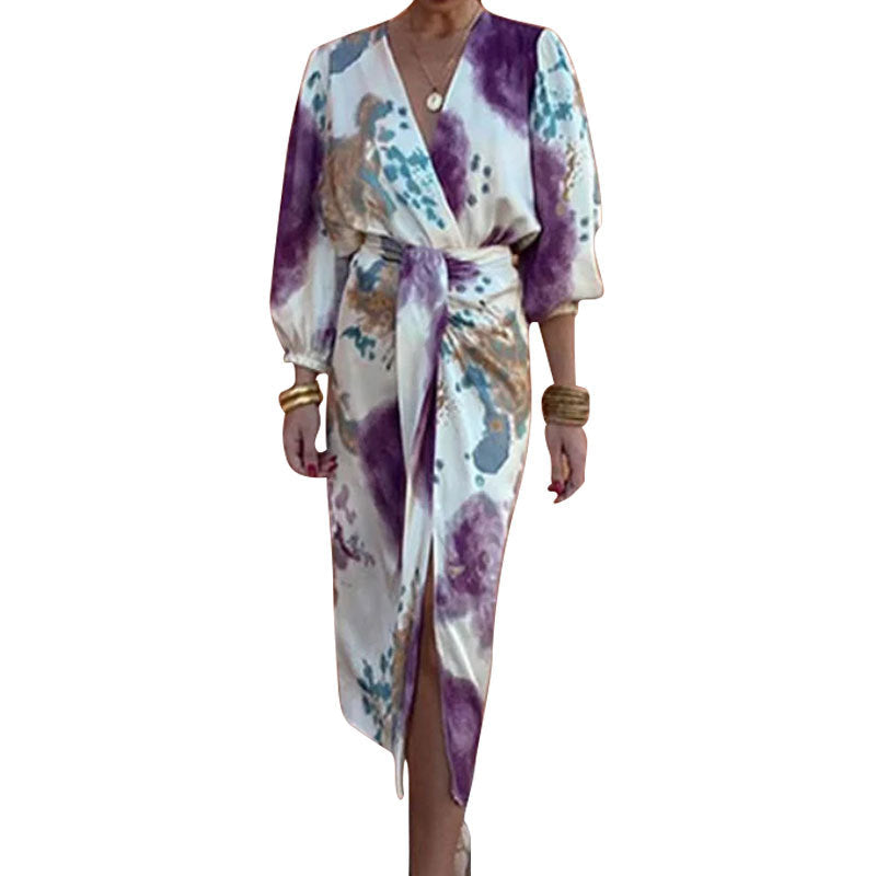 Damen Wickelkleid Farbenfroh mit seitlichem Schlitz
