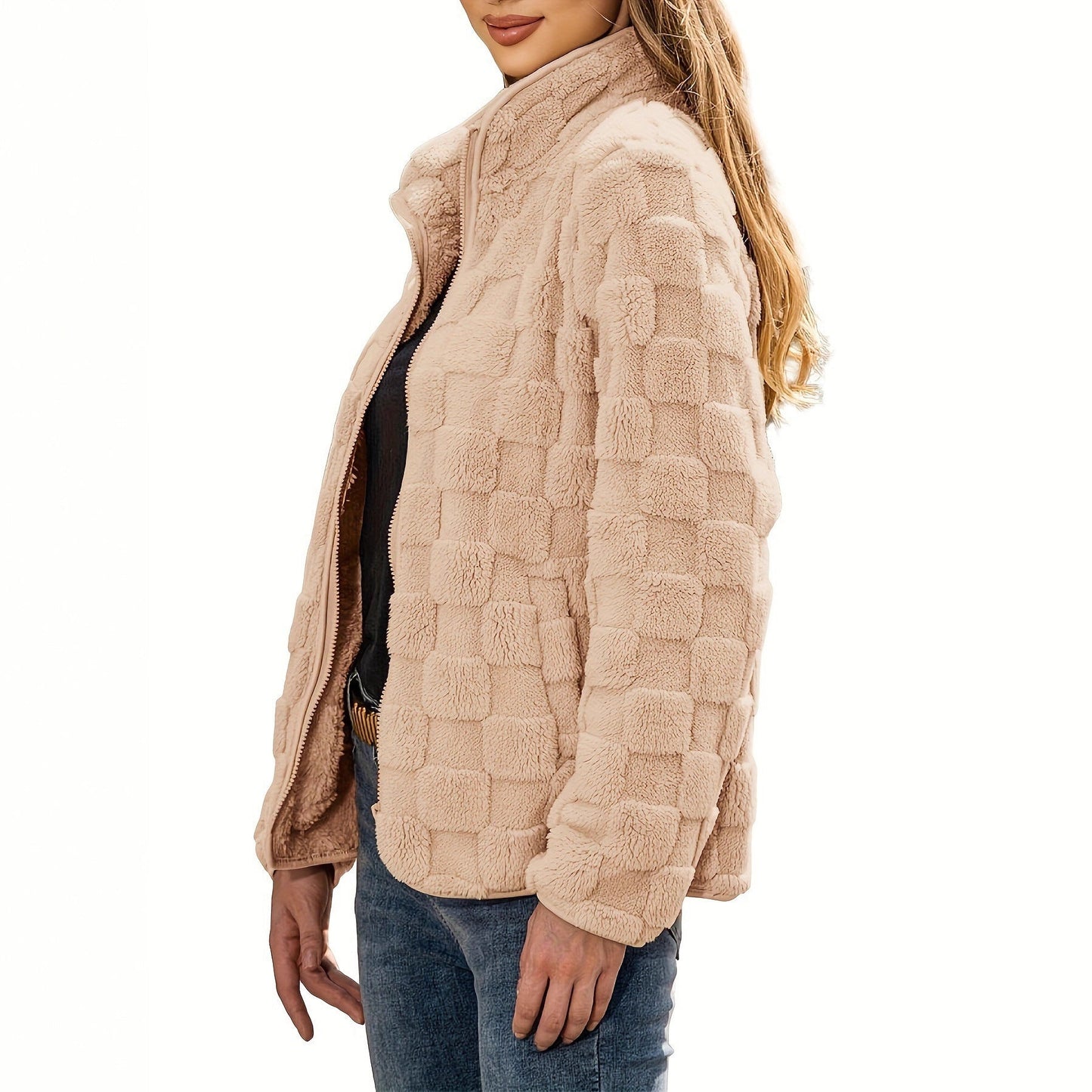 Damen Fleecejacke Strukturiert Eingrifftaschen Eveloria