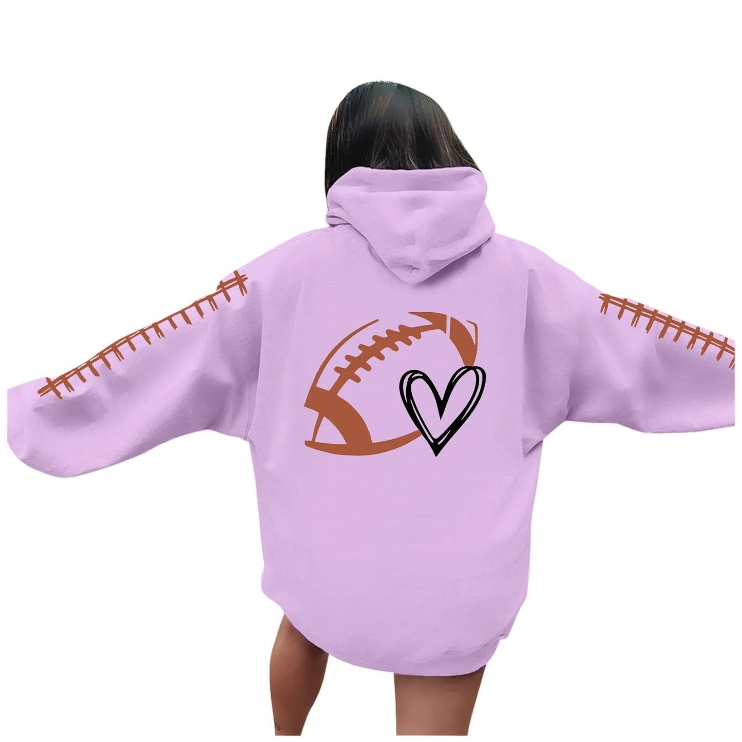 Damen Kapuzenpullover Football-Motiv Lässig Eveloria