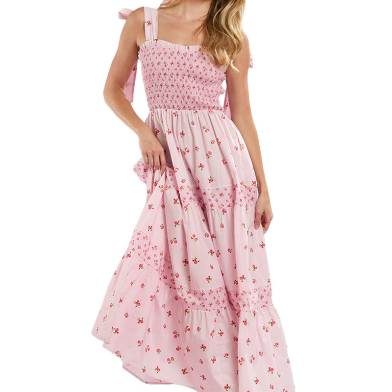 Damen Maxikleid Smocking-Oberteil Florales Design Eveloria