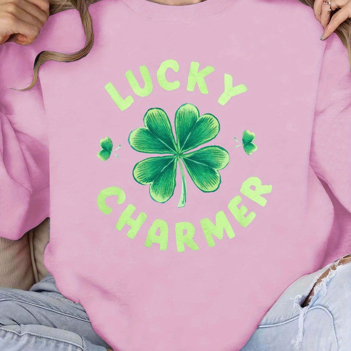Damen Sweatshirt Lässiger Schnitt Motiv-Print Grau